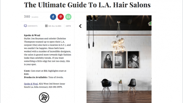 Refinery 29 Names Spoke Weal In La S Best Hair Salons Spoke Weal
